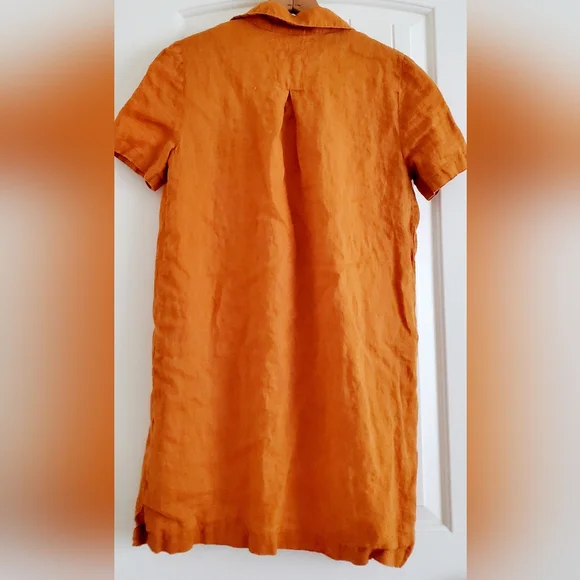 Anthropologie Maeve orange rust collared linen dress - Picture 7 of 7